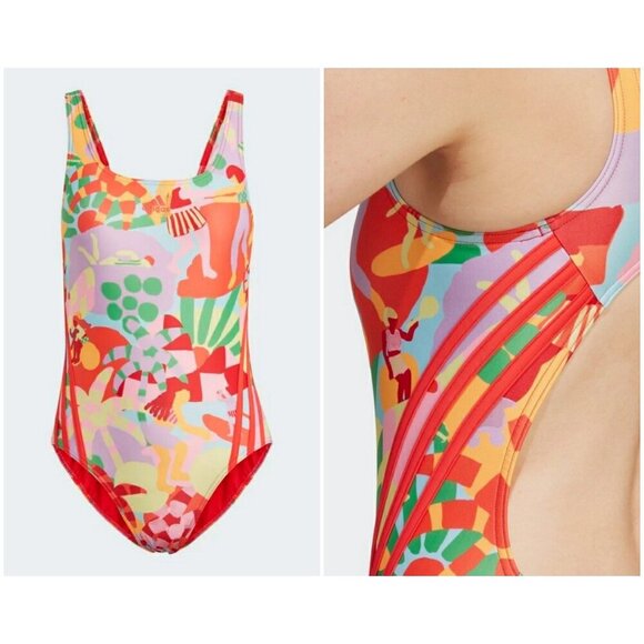 💕FARM RIO x ADIDAS💕 Farm Swimsuit ~ Pearl Citrine 10 NWT - Picture 11 of 16